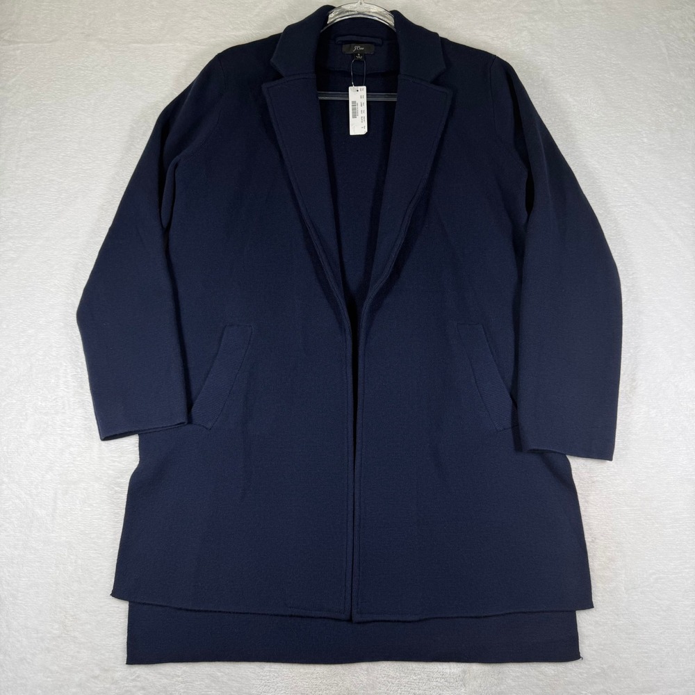 J.Crew Sophie Open-Front Blazer Navy Blue Merino Wool Blend L0498 Small NEW